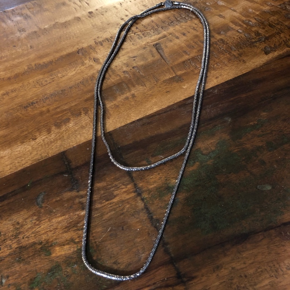 Betsey Johnson long gunmetal necklace